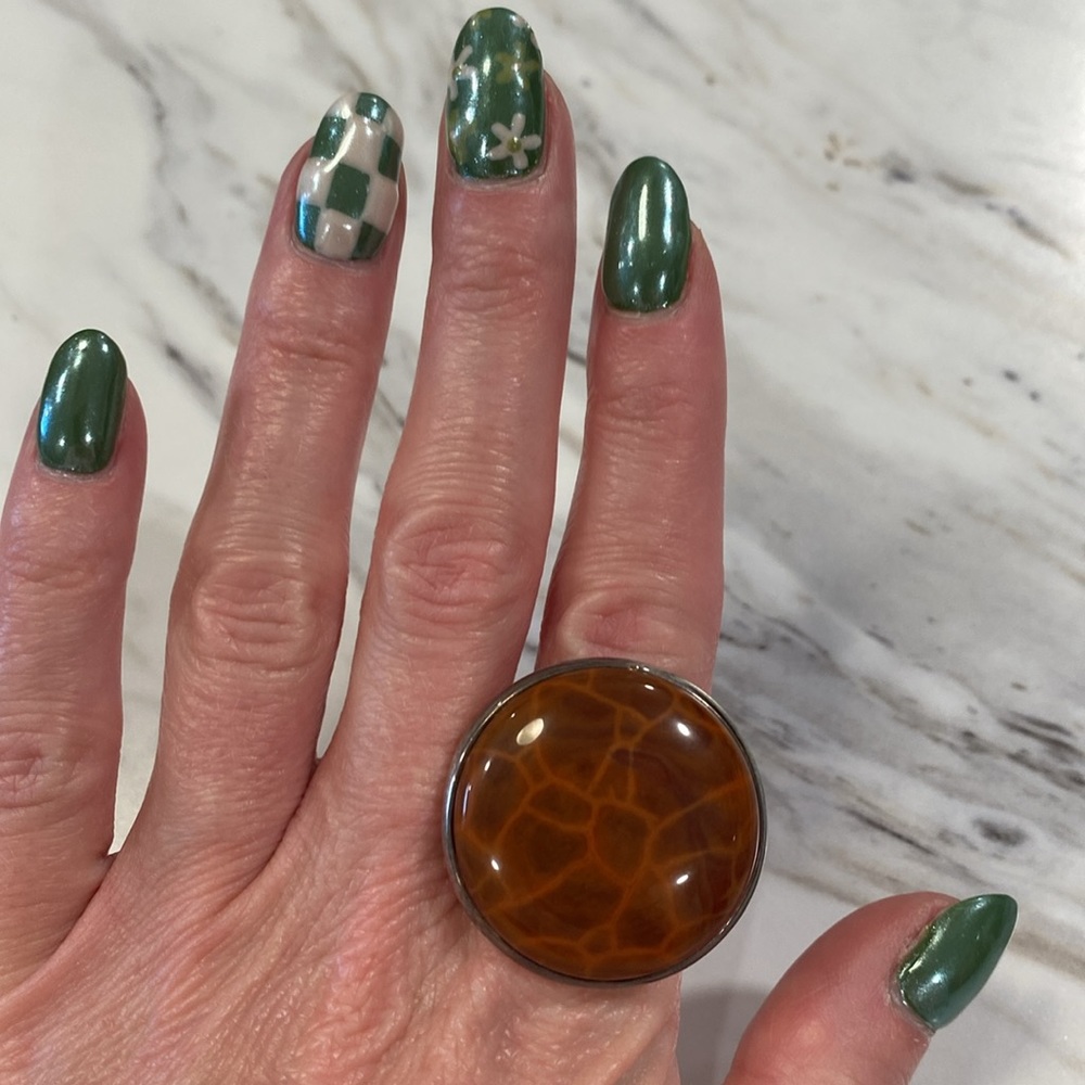 Paola Valentini size 7.5 sterling bold gemstone ring - Picture 4 of 4